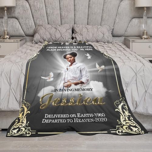 Custom Memorial Grave Blanket for Loss of Loved One - Personalized Funeral Blanket in Loving Memory, Bereavement Gift - color: A-12