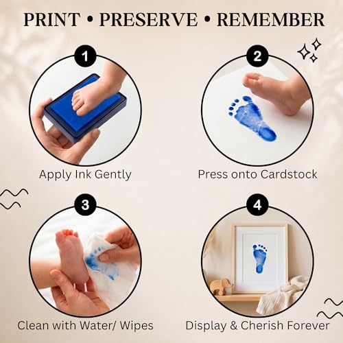 ReignDrop Baby Ink Pad for Hand and Footprints, Non-Toxic Acid-Free Keepsake Kit, Smudge-Proof Archival Ink Wipes Off Skin, for Scrapbook, Photo Album, Frames & Pet Paws, Baby Gift (Dark Blue) - color: Dark Blue