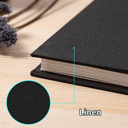 Large Photo Album Self Adhesive for 4x6 5x7 8x10 Pictures Magnetic Scrapbook Album 20 Sheets / 40 Pages Linen Cover DIY Photo Album with A Metallic Pen and and Plastic Board(Black) - color: Black, size: 11"x10.8" 40 Pages