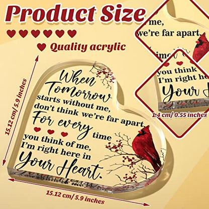 Yulejo Red Cardinal Memorial Gift Acrylic Heart Sympathy,Novelty Style - style: Novelty Style