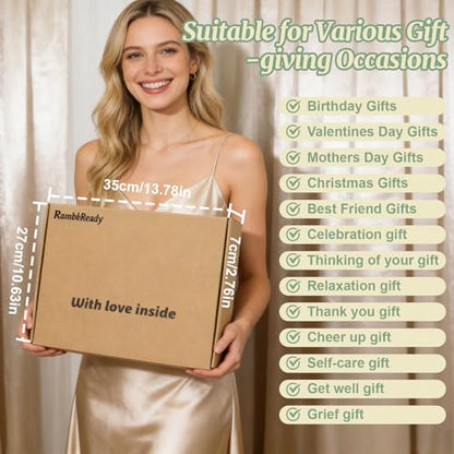 Get Well Soon Gift Baskets for Women, Thinking of You Set | 8pcs Cancer Care Gifts for Family Friends Sister, Practical Care Package With Small Pillow, Hug Blanket, Canvas Bag and More