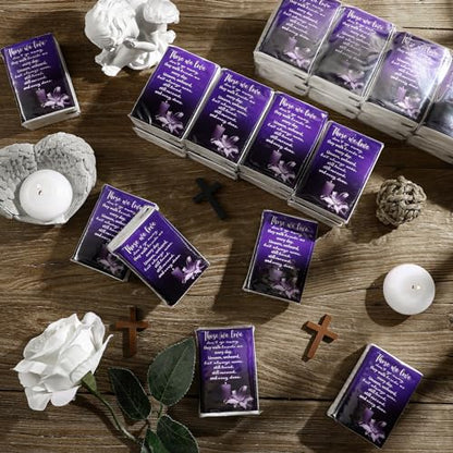 100 Packs Funeral Facial Tissues Memorial Keepsake Pocket Tissue Those We Love Don't Go Away Inspirational Poem Tissue 3 Ply Napkin Packs Funeral Favor for Guests Family Relative, 700 Sheets(Purple) - color: Purple