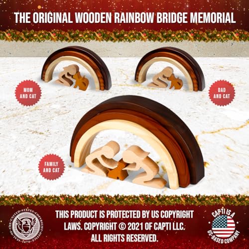 Capti Rainbow Bridge Cat Memorial Gifts, Loss of Cat Sympathy Gift - I'll Meet You at The Rainbow Bridge - Pet Loss Gifts, Bereavement, Sympathy Keepsake for Loss of Pet (Cat and Family)