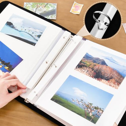 JIPONI Rainbow Gredient Music Note Large Photo Album, DIY Leather Cover Scrapbook Albums for 4x6 5x7 6x8 Pictures, Self Adhesive Memory Book for Wedding, Baby, Family - color: Musical Note