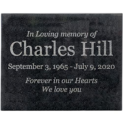 Customizable In Loving Memory Granite Garden Stone (15 x 12 x 0.4") | Laser Engraved, Indoor & Outdoor Use, Personalized Text, Black Granite, Memorial Plaque - size: 15 x 12 x 0.4"