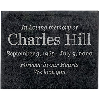Customizable In Loving Memory Granite Garden Stone (15 x 12 x 0.4") | Laser Engraved, Indoor & Outdoor Use, Personalized Text, Black Granite, Memorial Plaque - size: 15 x 12 x 0.4"