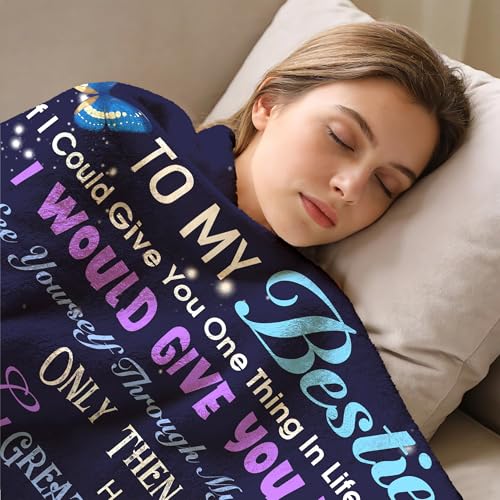to My Bestie Throw Blanket, Heartfelt Friendship Message, Soft Flannel Blanket, Birthday, Mother's Day, Christmas & Friendship Day 50x60 Inch - color: Friend-2