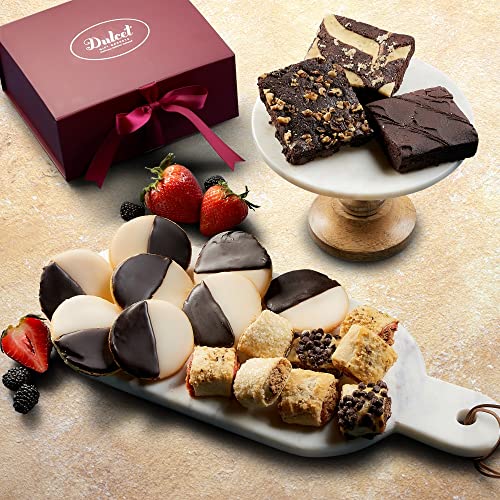 Dulcet Gift Baskets Gourmet Treats Gift Basket - Thank You Gift or Food Gift for Sympathy, Thank You, or Bereavement Ideas - Gourmet Delicious Baked Goods - Cookies, and Brownies Assortment Baked Goods