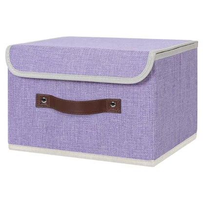 ANMINY Fabric Storage Box Bins with Lids, Purple, 10"x8"x7" - color: Purple, size: Small (Pack of 1)
