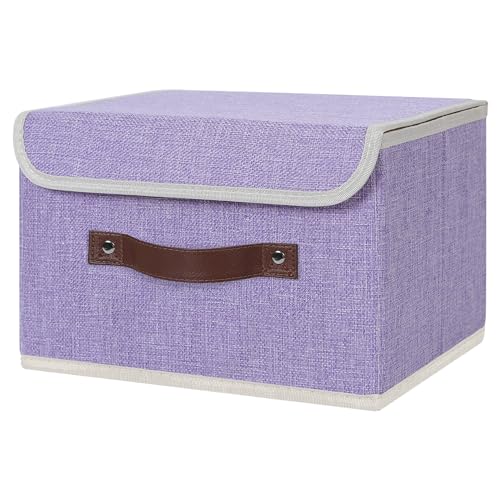 ANMINY Fabric Storage Box Bins with Lids, Purple, 10"x8"x7" - color: Purple, size: Small (Pack of 1)