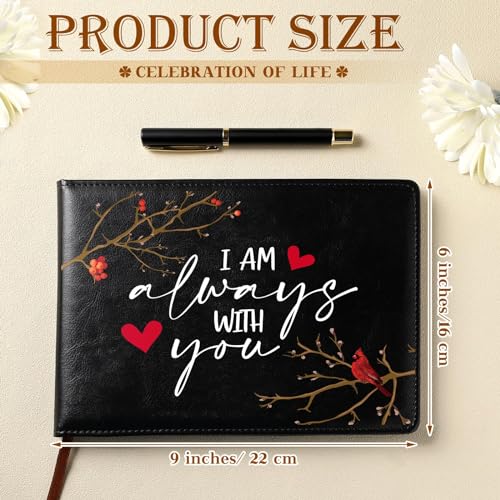 Yingzhao Memorial Funeral Guest Book with Pen 144 Pages Cardinal Funeral Guest Sign in Book for Memorial Service Celebration of Life Party Supplies in Loving Memory(Heart Cardinal) - style: Heart Cardinal