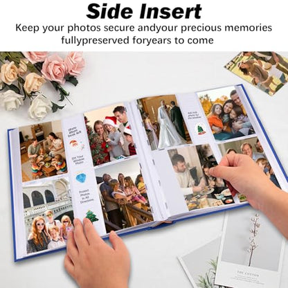 Photo Album 4x6 Vertical 600 Photos with Writing Space, Blue - color: Blue