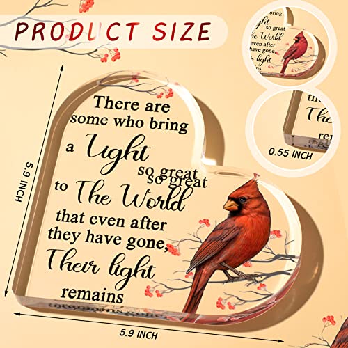 Yulejo Red Cardinal Gifts Catholic Hummingbird Sympathy Memorial Gift for Loss of Loved One Sympathy Acrylic Heart Decor Sign Table Centerpieces Remembrance Decor Christmas Condolence - style: Classic
