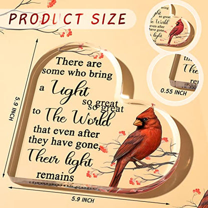 Yulejo Red Cardinal Gifts Catholic Hummingbird Sympathy Memorial Gift for Loss of Loved One Sympathy Acrylic Heart Decor Sign Table Centerpieces Remembrance Decor Christmas Condolence - style: Classic