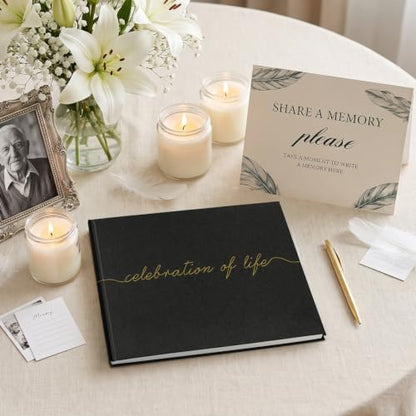 Funeral Guest Book for Celebration of Life, in Loving Memory Sign in Book - color: Black