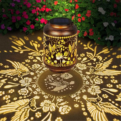 Solar Lanterns Outdoor Waterproof - Hummingbird Solar Lights for Garden, Hanging Metal Lantern Decor for Patio, Yard - Christmas Mothers Day Gifts for Women, Mom, Grandma (Hummingbird, 1) - style: Hummingbird