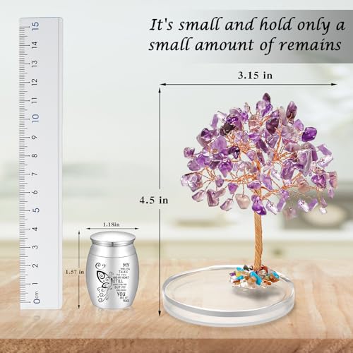 SOITIS Customized Small Urns for Human Ashes Keepsake, Stainless Steel Mini Urn for Human Ashes with Amethyst Crystal Tree-Decoration Butterfly Cremation Keepsake Sharing Memorial Urns - size: Text-Custom