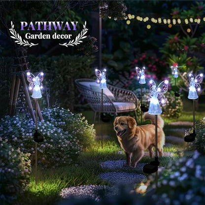 GIGALUMI 4 Pack Angel Solar Lights Outdoor Garden Decor Yard Art - size: 4 Pack