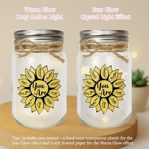 Sunflower Bible Verse Mason Jar Light - God Says You Are Inspirational Christian Gifts for Women, Religious Home Decor, Faith Gifts for Mom & Friends - style: Sunflower