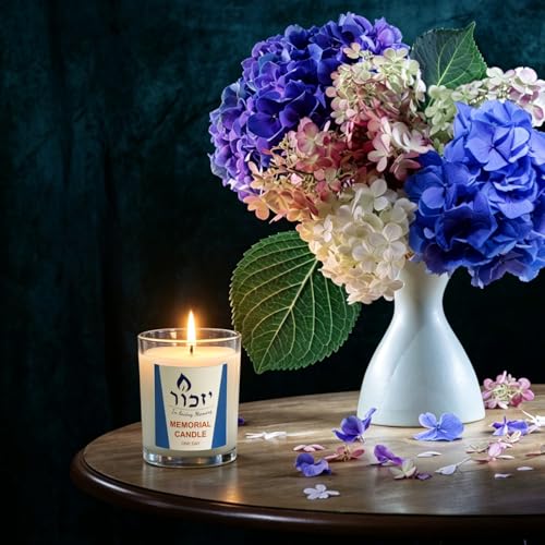 Memorial Candles for Loss of Loved One - Hand Poured 7oz Yahrzeit Candles (White) - Long Lasting 30hr Soy Wax Tribute for Jewish Sympathy, Shiva, Funeral & Remembrance - Unscented Bereavement Gifts