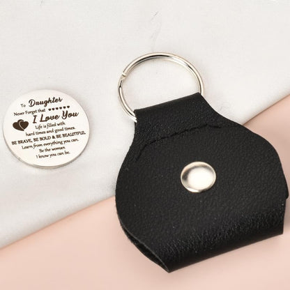 Daughter Birthday Gift from Mom Dad, To Daughter Inspirational Gifts, I Love You Daughters Pocket Hug Keychain Presents for Daughter in law Christmas Graduation Wedding Gift for Women Girls - color: To Daughter