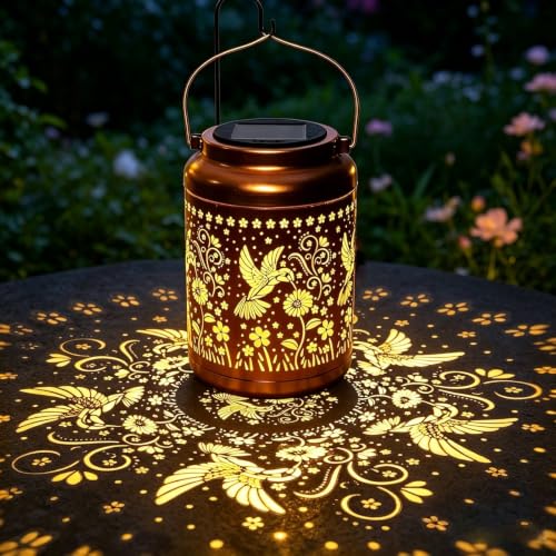 Hummingbird Solar Lanterns Outdoor Garden Decor Solar Lights Waterproof Hummingbird Decorative Hanging Metal Lights Gardening Gifts for Women Mom Grandma Outside Yard, Patio, Backyard, Farm - style: Hummingbird