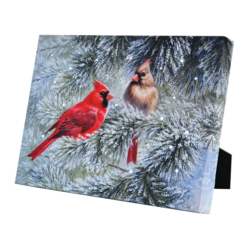 DEMAGNNIE Lighted Canvas Art 6H Timer 8x6 Cardinal Tabletop Wall Dual Use - color: First Love, size: 8"L x 6"W