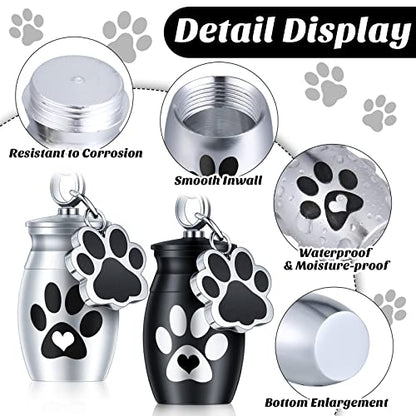 Tudomro 2 Pcs Pet Urn Keychain for Ashes Dog Cat Paw Print - color: Cute Style