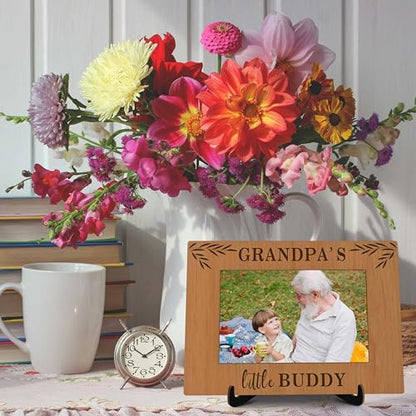 Grandpa Pictures Frame, Grandpa's Little Buddy Photo Frame with Stand, Grandparents Gifts From Grandchild, Farmhouse Home Living Room Bedroom Office Decoration -a25 - color: Grandpa