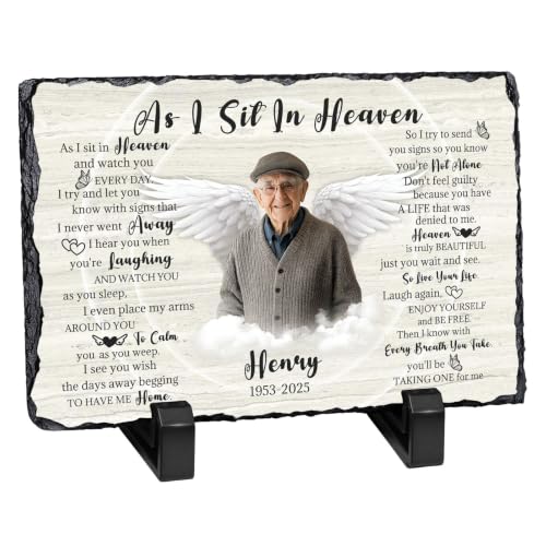 Personalized Memorial Picture Frame, Gifts for Loss of Loved One | Custom Photo & Name Sympathy Stone Frame, Customized Bereavement Condolence Gifts for Loss of Dad Mom Husband Wife Son - color: Style 4