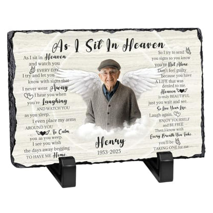 Personalized Memorial Picture Frame, Gifts for Loss of Loved One | Custom Photo & Name Sympathy Stone Frame, Customized Bereavement Condolence Gifts for Loss of Dad Mom Husband Wife Son - color: Style 4