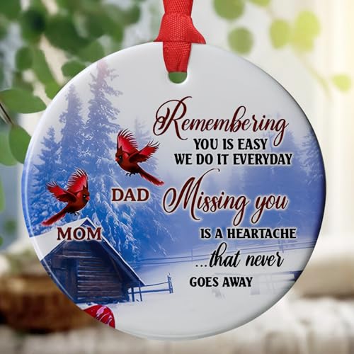Jocidea Cardinal Dad Mom Memorial Ornament - Cardinal Christmas Ornament - Loss of Mother Father - Sympathy & Condolence Gift - In Memory of Mom Dad - color: Remember You Everyday