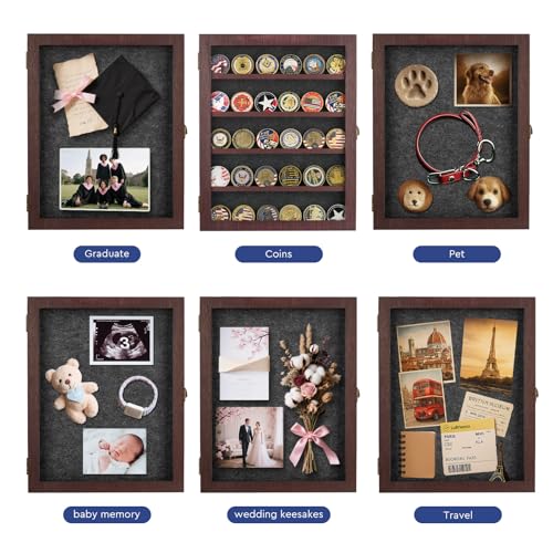 AW Bridal Burgundy Shadow Box with Shelves 11x14, Medal Frame Display Case - color: Burgundy, size: 11x14 in