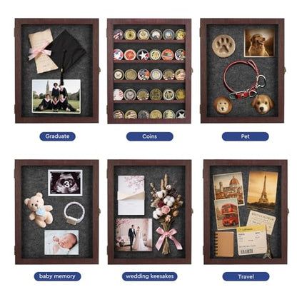 AW Bridal Burgundy Shadow Box with Shelves 11x14, Medal Frame Display Case - color: Burgundy, size: 11x14 in