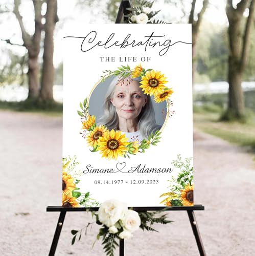 Personalized Sunflower Funeral Celebration Of Life Welcome Sign, Memorial Picture Board, Celebration Of Life Decoration Yard Sign, Outdoor Memorial Garden Decor, Celebration Life Party Ideas - color: Color 22