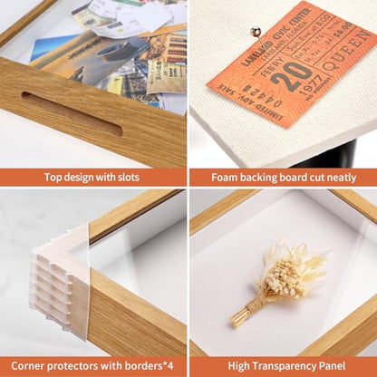 Travel Adventure Archive Shadow Box Frame with Slot, 8x8in Brown - color: Brown, size: 8x8in