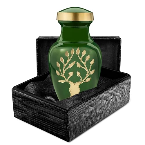 Trupoint Memorials Small Urns for Human Ashes Keepsake, Tree of Life Decorative Mini Cremation Urn for Adult Men and Women, Green - color: Green, size: Keepsake