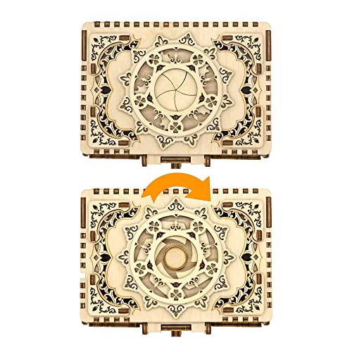 DIY Wooden Music Box Kit 3D Wooden Puzzle for Adults, Mechanical Model Antique Treasure Jewelry Box, Build Your Own Home Decoration Mother's Day Birthday Gift for Women Her