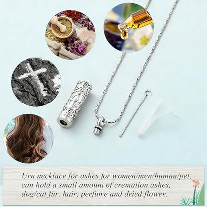 Imrsanl Celtic Knot Cremation Jewelry for Ashes Stainless Steel Cylinder Urn Necklace Memorial Pendant Human Pet Ashes Holder Keepsake for Women Men - color: Silver-1