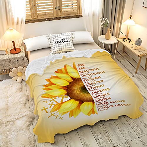 AMITAYUS Yellow Sunflower Prayer Blanket Bible Verse Healing Inspirational Sympathy Fleece Throw Religious Christian Gifts for Women Wife - Womens Gift Ideas - 90''x120'' - color: Christian Bible Verse, size: XL Large 120"x90