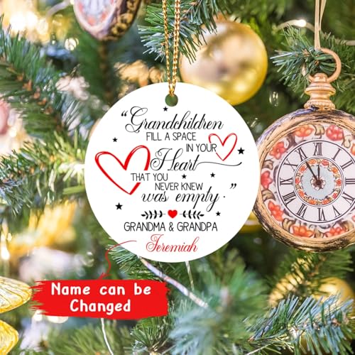 Personalized First Christmas As Grandparents Ornament 2025, Grandchildren Fill A Space In Your Heart, Custom Name Grandparents Christmas Ornament - color: Grandchildren Fill a Space in Your Heart Ornament