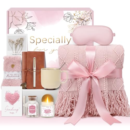 Mothers Day Get Well Gifts for Women Self Care Gift Basket - Birthday Gifts for Women Spa Care Package - Sympathy Inspirational Easter Gift Baskets for Her Mom Friend Wife (Pink) - color: Pink
