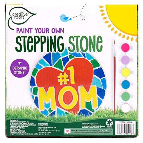 Creative Roots Paint Your Own #1 MOM Stepping Stone, Craft Kits for Kids, Ceramics to Paint, Ages 6+ - style: #1 Mom