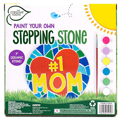 Creative Roots Paint Your Own #1 MOM Stepping Stone, Craft Kits for Kids, Ceramics to Paint, Ages 6+ - style: #1 Mom