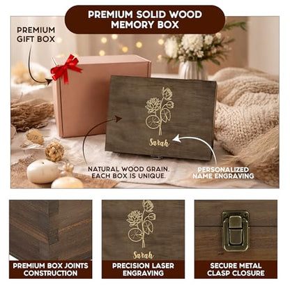 Personalized Birth Flower Memory Box, Birthday Gift for Girls & Teens - style: 7. Birth Flower