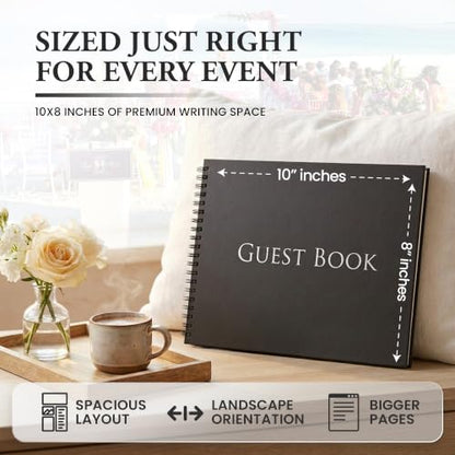 Iconikal Hardcover Guestbook 1260 Entries Charcoal 10x8" Spiral