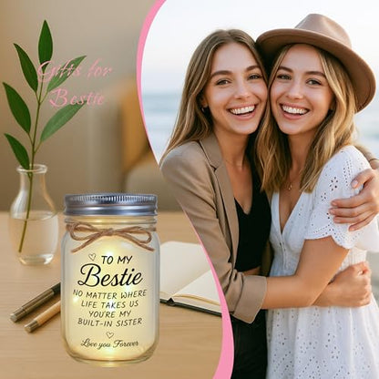 Bestie Gifts, Friend Gifts for Women, Birthday Thankgiving Gift for Built-in Sister, Friendship Home Decorative Jar Night Lights - style: Bestie