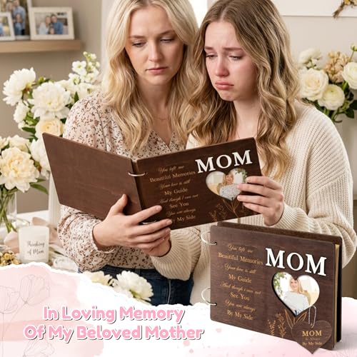 CY2SIDE Mom Memorial Gifts Photo Album – 110PCS In Loving Memory of Mom Wooden Scrapbook Kit Sympathy Gift for Loss of Mother, Bereavement Keepsake Grief Journal for Mother’s Day & Grieving Family - style: Memorial Mom