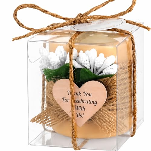 MTLEE 1 Pack Wooden Tealight Candle Holder Kit Guest Gifts, Farmhouse | Guest Gifts for Wedding Baby Shower the First Communion Baptism Housewarming Party, Thank You Candle with Card Box Rope - color: White