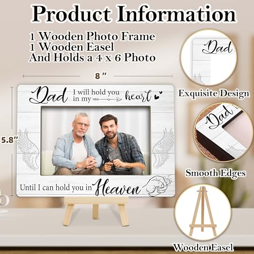 Memorial Gifts Loss of Dad, Sympathy Picture Frame, Remembrance Gifts Wooden Photo Frame with Easel, 4x6 Bereavement Picture Frame for Tabletop Display - G05 - style: Loss of Dad